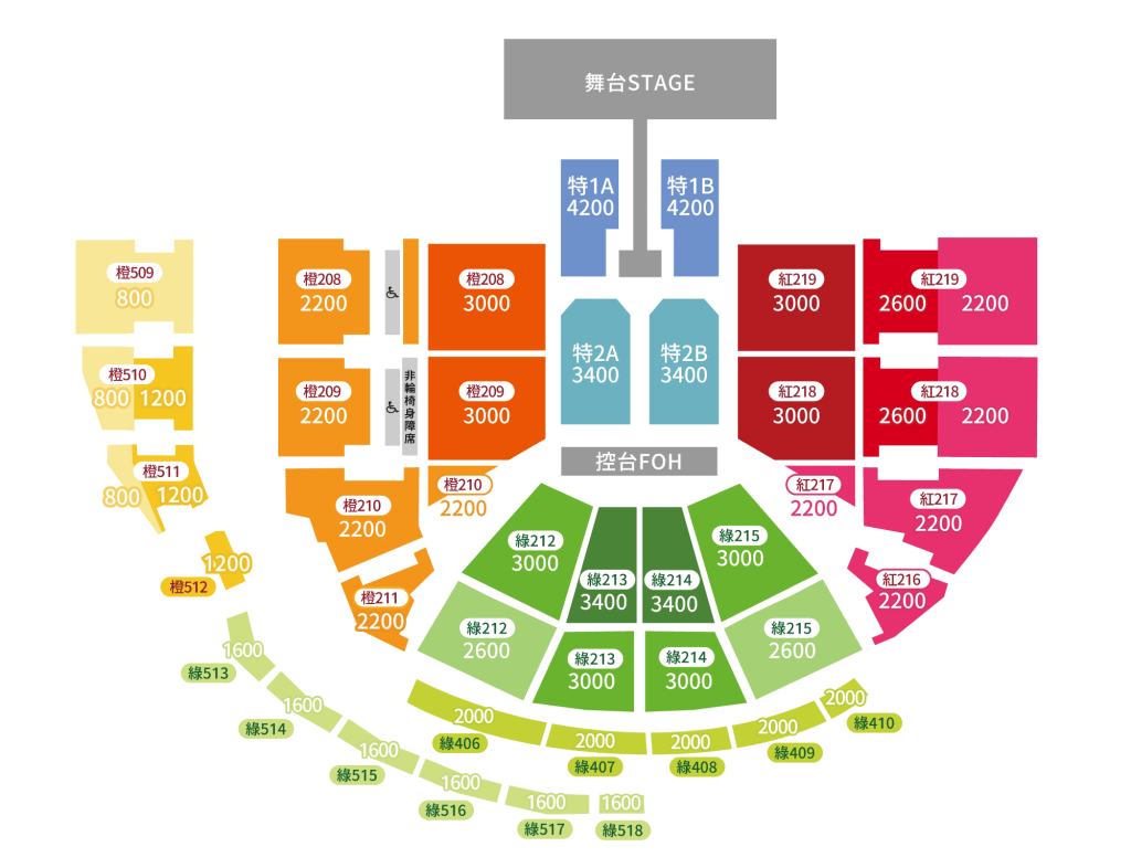 動力火車「都是因為愛演唱會」高雄場座位圖