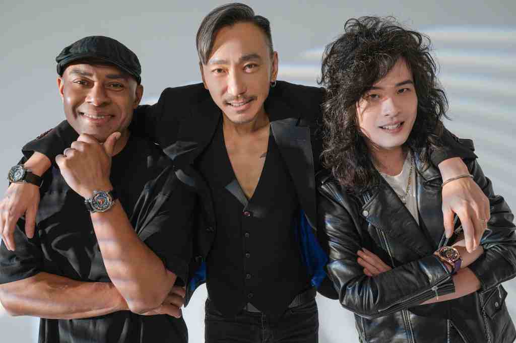 信樂團『如歌的歲月』6_1開演，左起團長&鼓手黃邁可(Michael)、鍵盤手傅超華(Tomi)、吉他手吳力勻(LeeQ)