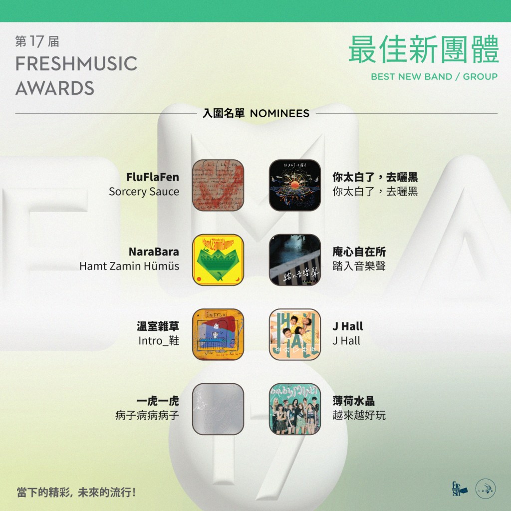 第17屆Freshmusic Awards「最佳新團體」入圍名單 (圖片提供:FMA提供)
