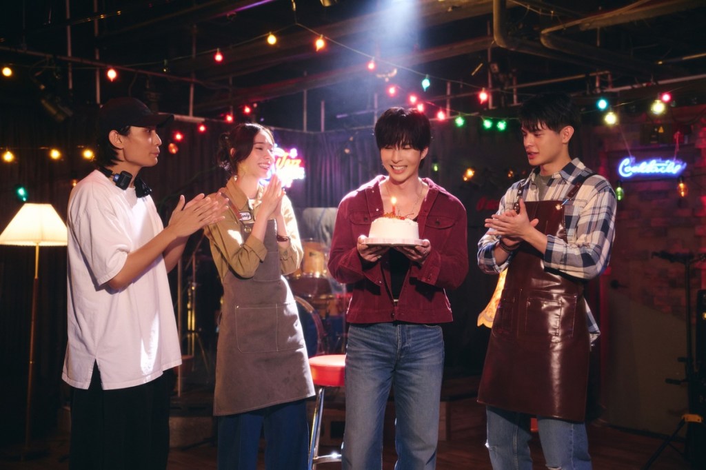 導演殷振豪(左起)、 女主角 林奕嵐、陳勢安、男主角 邱以太